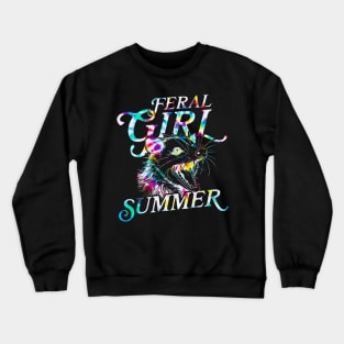 feral girl summer funny possum tie dye Crewneck Sweatshirt